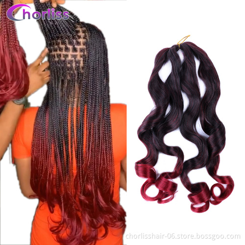 24" 75/150g Prestretched Spiral Curl Ombre Crochet Hair Attachment For Braids French Curls Synthetic Braiding Hair Extensions